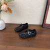 Youth Style Shoes Girls Mary Jane Flat Sandals With Cut-Out Woven Design Breathable Non-Slip Rubber Sole Kids Casual Shoes