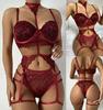 Set Lenjerie Sexy Europeană și Americană cu Jartieră din Dantelă, Guler Halter