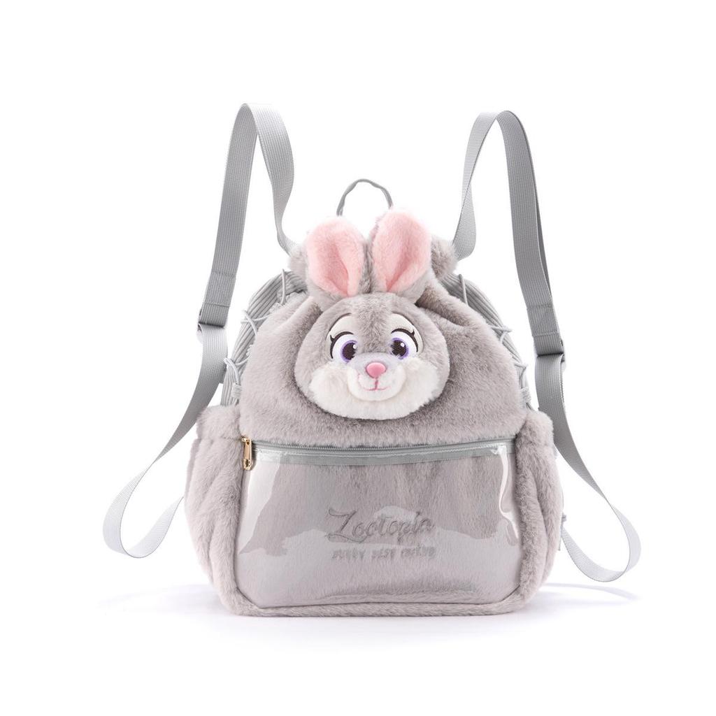 Disney-Approved Zootopia Judy & Nick Plush Toy Double Shoulder Bag- Marie Cat Design Backpack