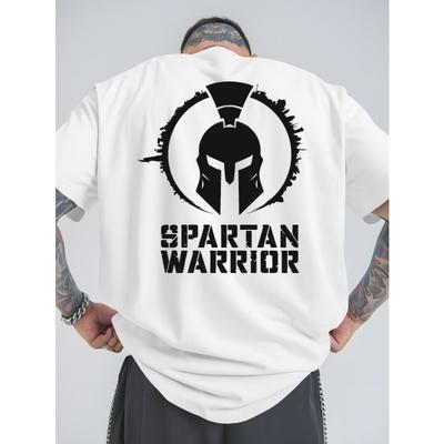 European Size Spartan Warrior Summer Outdoor Sports and Casual Large-size Short-sleeved T-shirts, Men's Trendy Fashion Prints, Loose Base Shirts