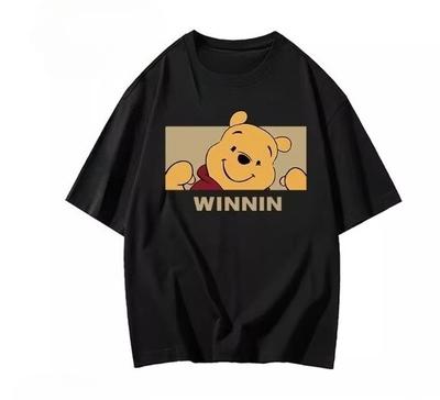 MINISO Winnie The Pooh Print T-Shirts Loose Casual Short Sleeve Round Neck Tees Women Men Couple Versatile Hot-selling Top