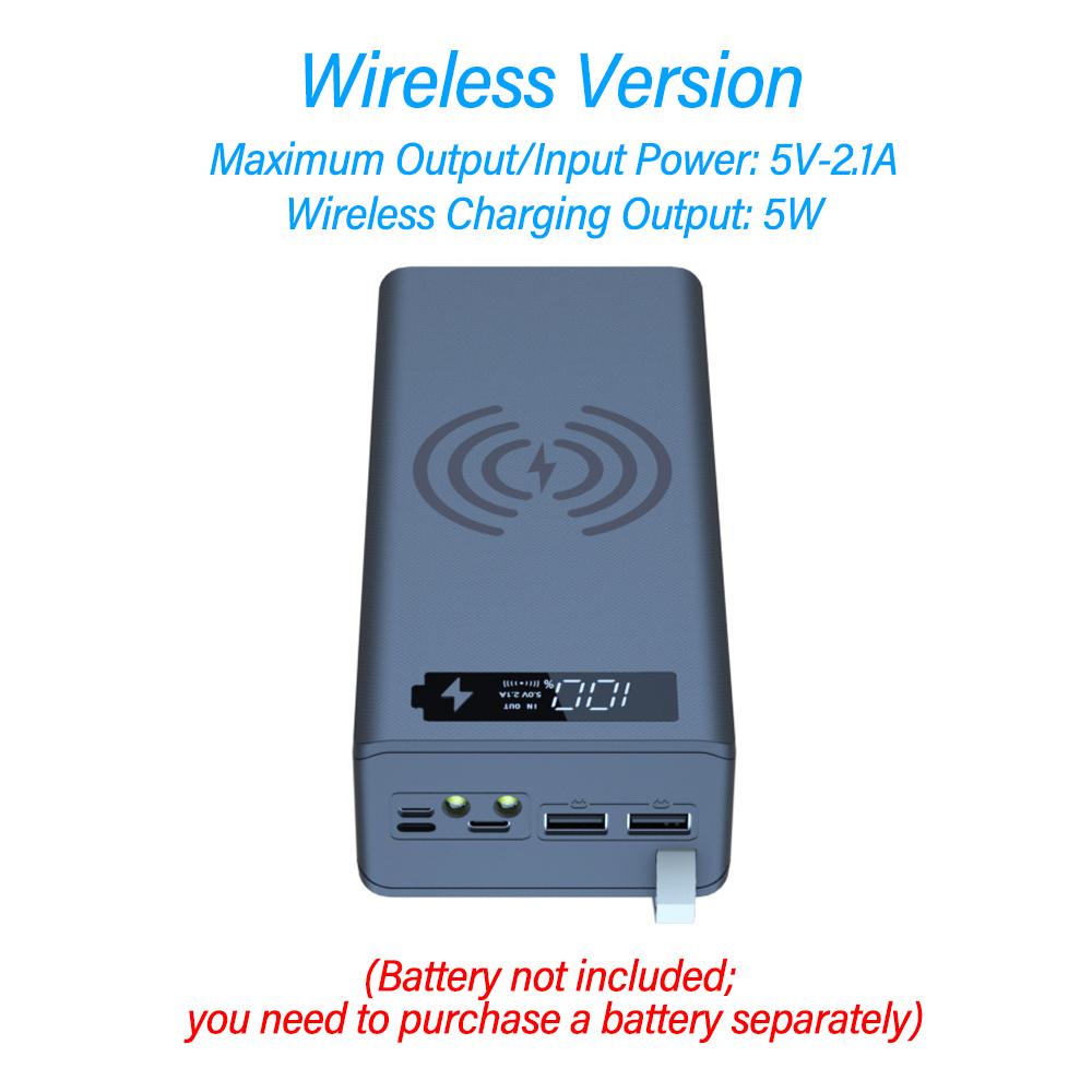 Detachable No‑Welding 16 Cells 18650 Power Bank Kit DIY Mobile Power Supply Shell Wireless Charging Module With LED Light