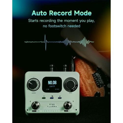 FLAMMA FF20 Looper Pedal Drum Machine with Screen, 300 Minutes of Recording Time, 220 Drum Grooves, 100 Loop Slots, Time Stretching, Auto Record, USB