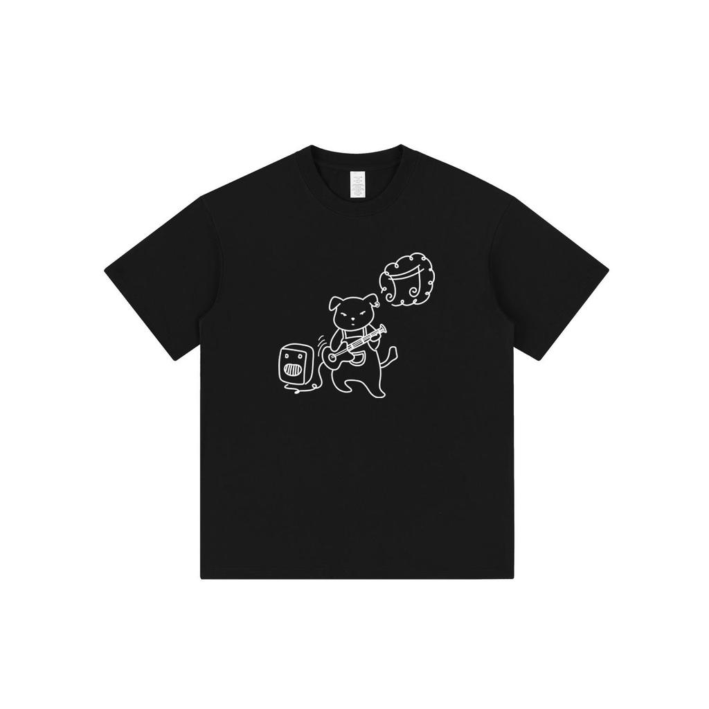 Cartoon Doodle Print Short Sleeve Cotton T-Shirt - Fun & Loose Summer Couple Wear