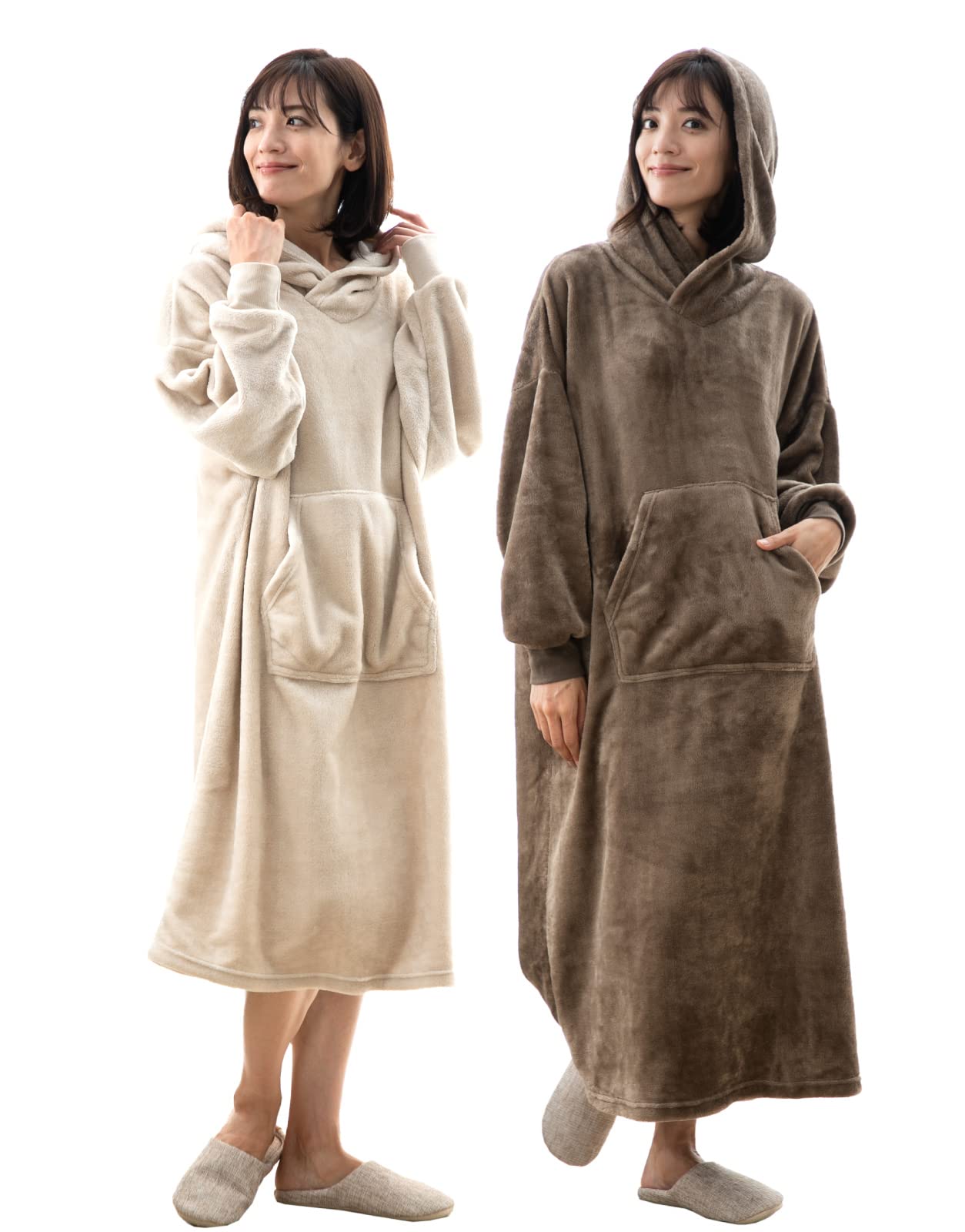 

Duerfusa Эксклюзивный носимый фланелевый зимний длинный свободного кроя [Бренд Amazon] Платье, Унисекс, Ночная рубашка, Худи, Пушистый, Домашняя одежда, Рукава, Подарок, (Платье