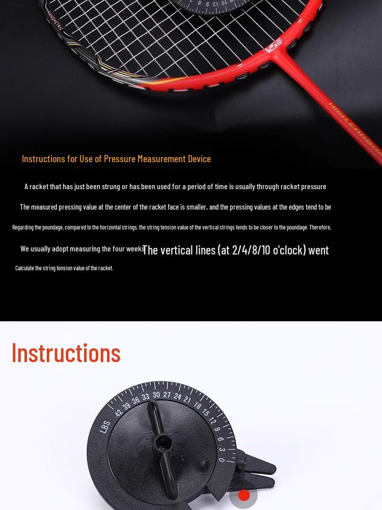 Badminton Racket Spring Tension Meter - Manual Stringing Torque Tester Accessory