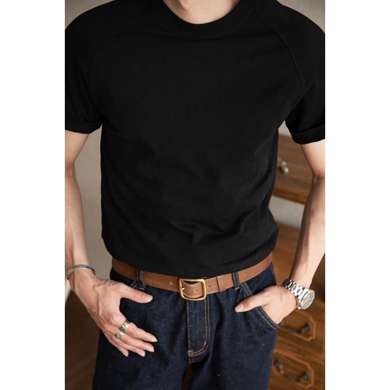 

Men Premium Cotton Raglan Sleeve Short Sleeve T Shirt Casual Slim Fit Basic Summer Top 3XL чорний