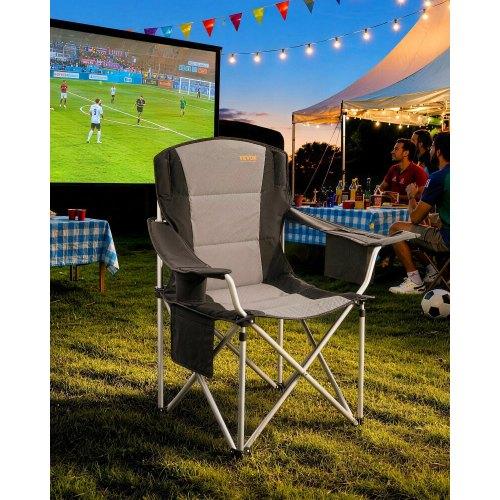 VEVOR Oversized Camping Chairs, 204 Kg Heavy Duty Support, Portable Folding Camp Chairs with Padded Backrest & Armrests