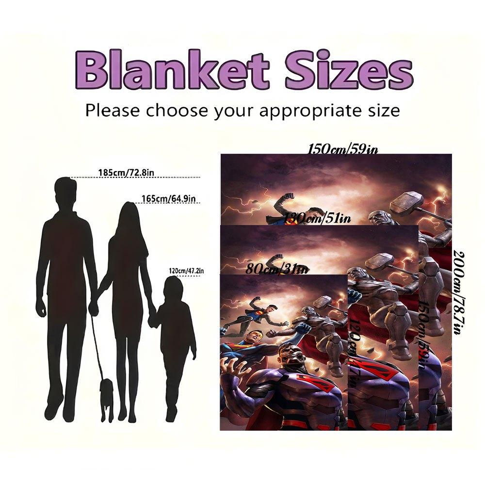 DC Comics Superheroes: Superman, Batman, Gift Blanket Flannel Throw Blanket for Sofa, Bed, Travel, Camping, Office, Couch, Chair