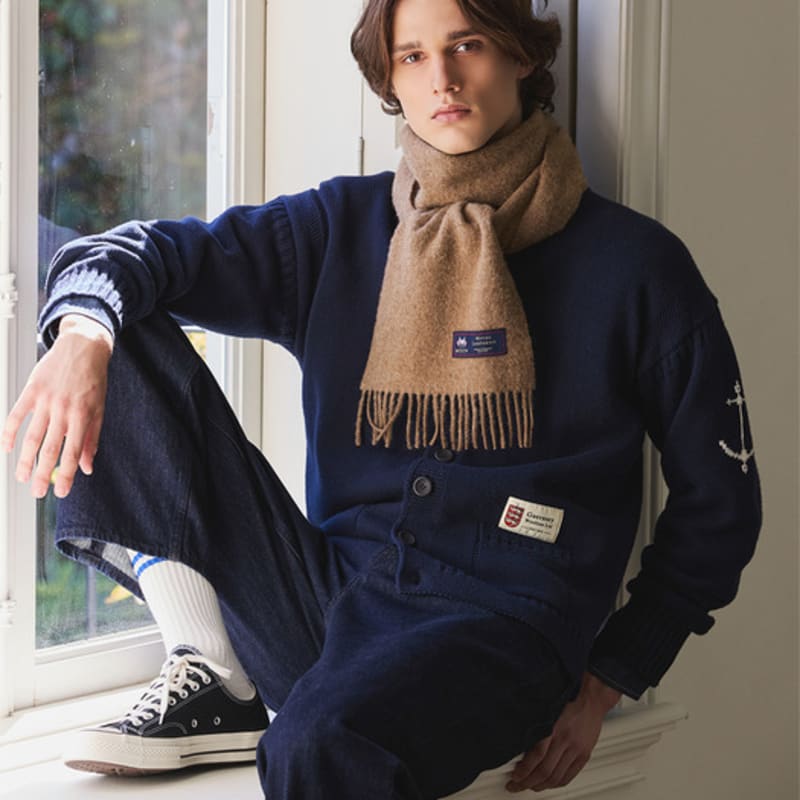 ABRAHAM MOON Merino Wool Muffler 25cm - Camel