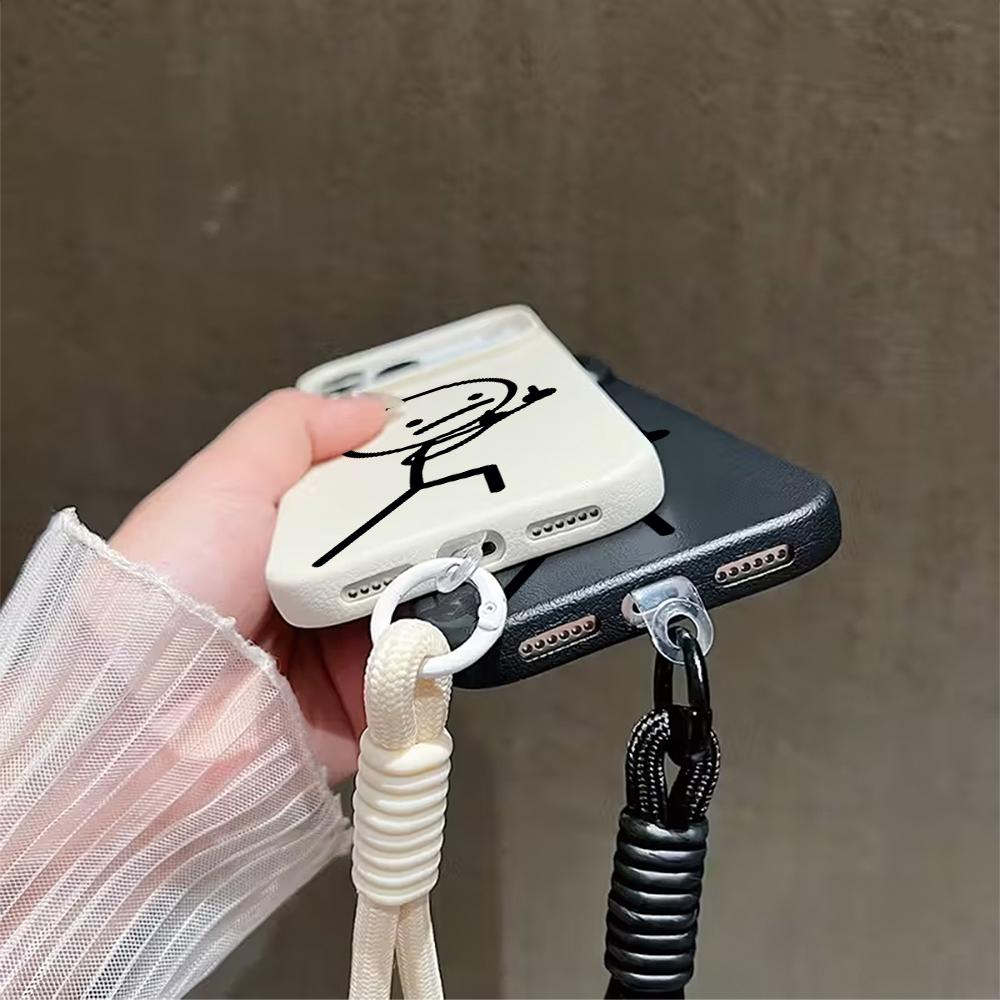 Wacky Stickman Strap Rope Phone Case For iPhone 17 16 15 14 13 12 Pro Max 16 15 14 Plus 17 16 15 Pro 17Air Silicone Matte Cover