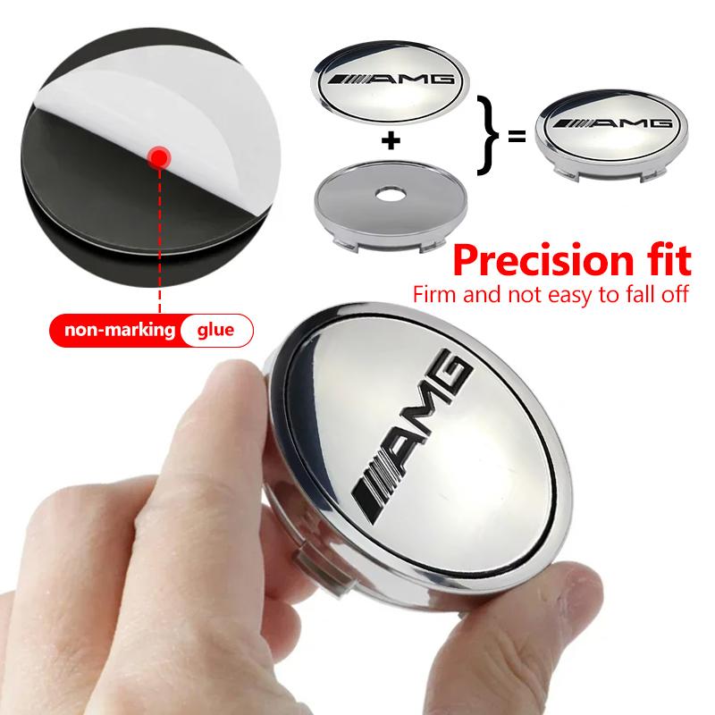 For AMG 4pcs Car Wheel Center Caps Hubcap Cover Auto Accessories Mercedes Benz B-CLASS C-CLASS GLC GLE GLK W190 W201 C180 C200 FF75