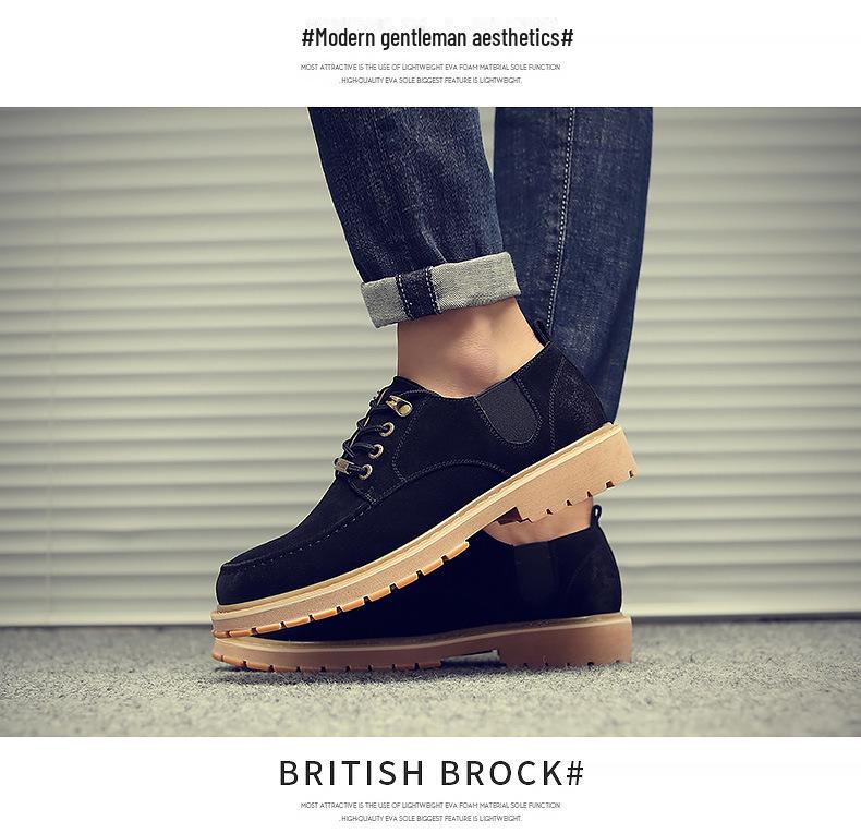 Kung Fu Deer Men's Genuine Leather Casual Low-Top Retro Martin Boots