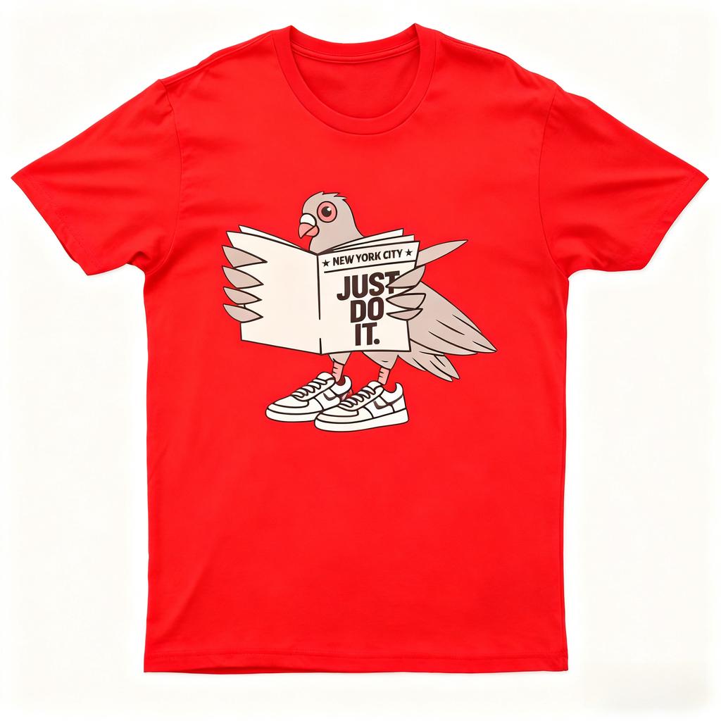 New Pigeon Just Do It NYC Funny Streetwear Sneaker Joke Friends T-Shirt 100% Cotton Round Neck Short Sleeve Unisex Loose Tee