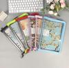 A5 A6 Clear File Binder Holder Mini Bromide Case System Notebook Refill with Glitter Korea Deco with Zipper [Donalee] 6-Hole (A5, Blue)