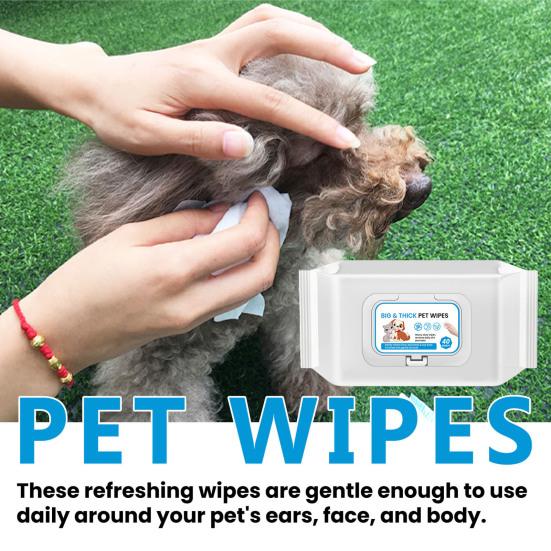 Yousheng 1 Pack Pet Cleaning Wipes for Pet Deodorization Ear Mites Eye & Ear Wax Mild Natural Ingredients Soft Grooming Wipes Multipurpose Pet Wipes