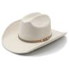 New Belt Western Cowboy Hat Woolen Jazz Top Hat Men and Women's Ethnic Style Autumn and Winter Felt Hat Big Eaves Hat