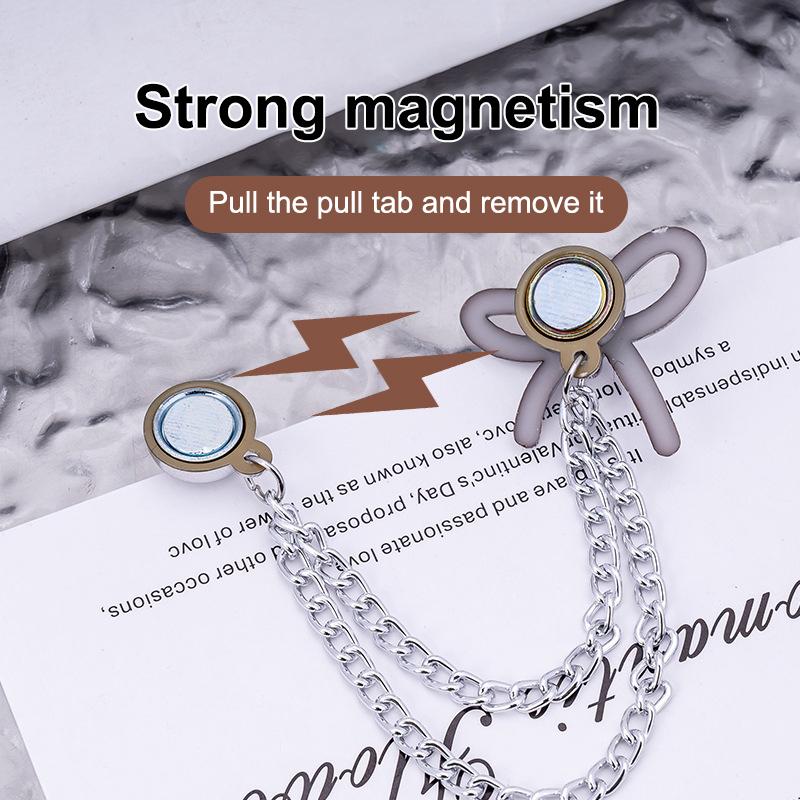4/10 Stück Magnetische Kleiderklammern Multifunktionale Magnetische Knopfclips mit Kette zum Fixieren von Saum, langen Hosenbeinen, Strickjackenärmeln