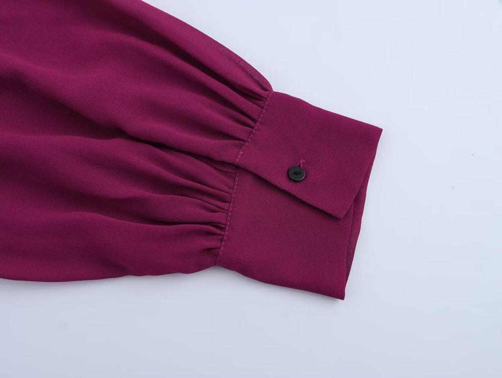 2025 Spring Women's European & American Style Ruffle Chiffon Long Sleeve Top