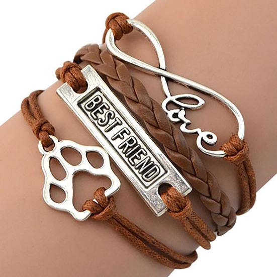 Bracelet Vintage Footprint Weave Strap Alloy Infinity Bracelet for Party
