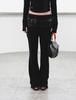Miae Layered Leather Bootcut Pants - Black