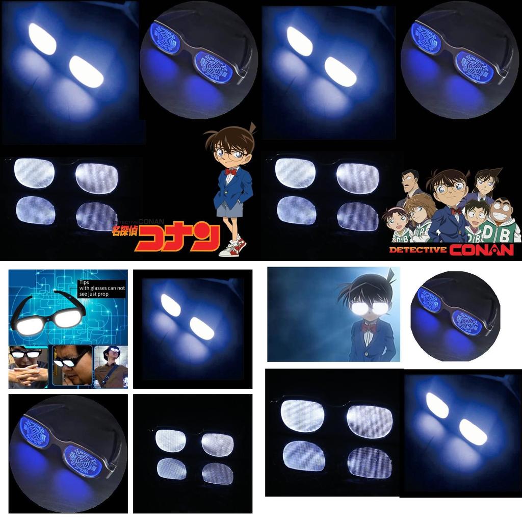 Detective Conan Led Usb Rechargeable Glowing Reflective Glasses Kn1 Kn2 Kn3 Sizes