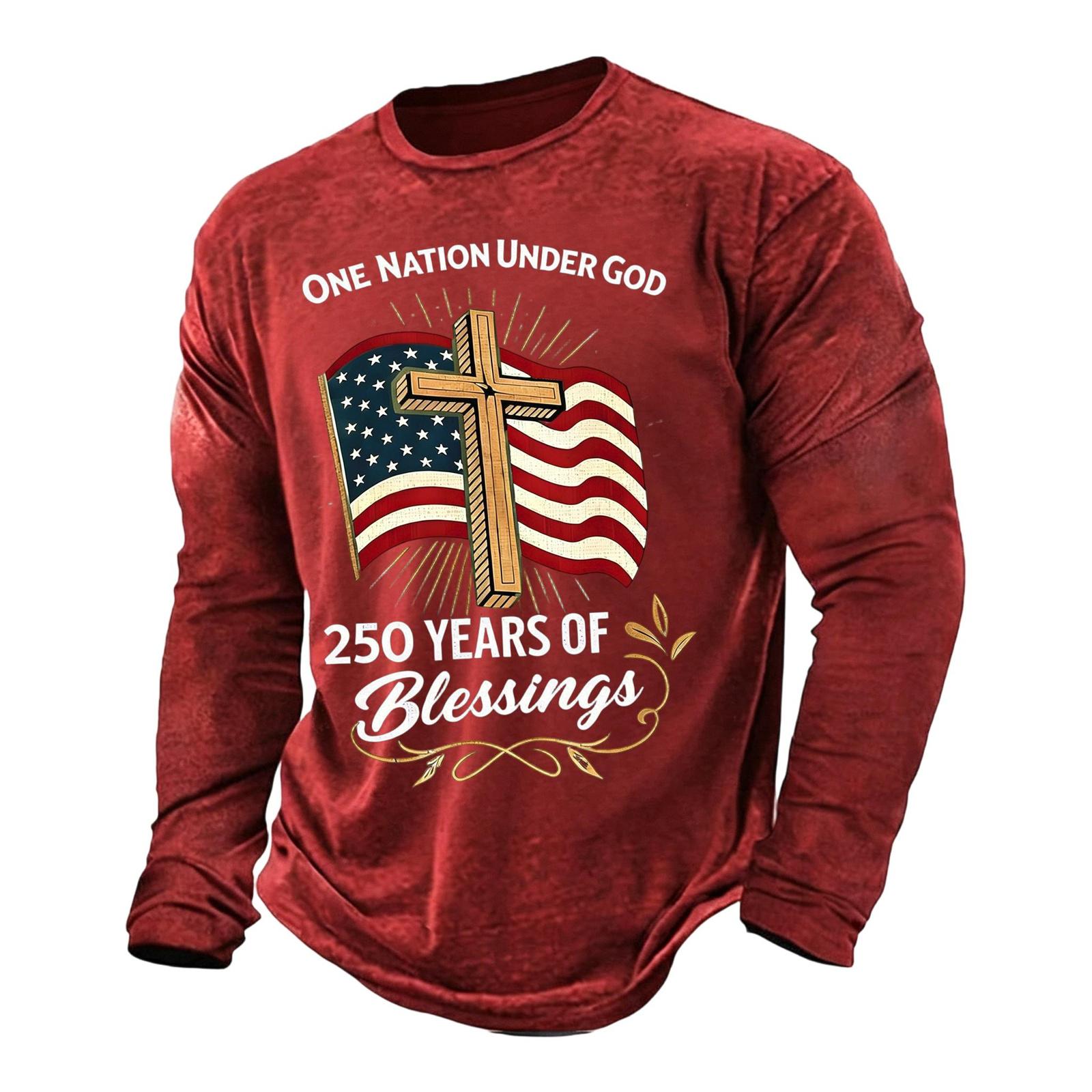 

Men s Casual Long Sleeve Shirt Patriotic Graphic Print Crew Neck Comfortable Fit Lightweight Fabric Suitable for Everyday Wear XXXL красный