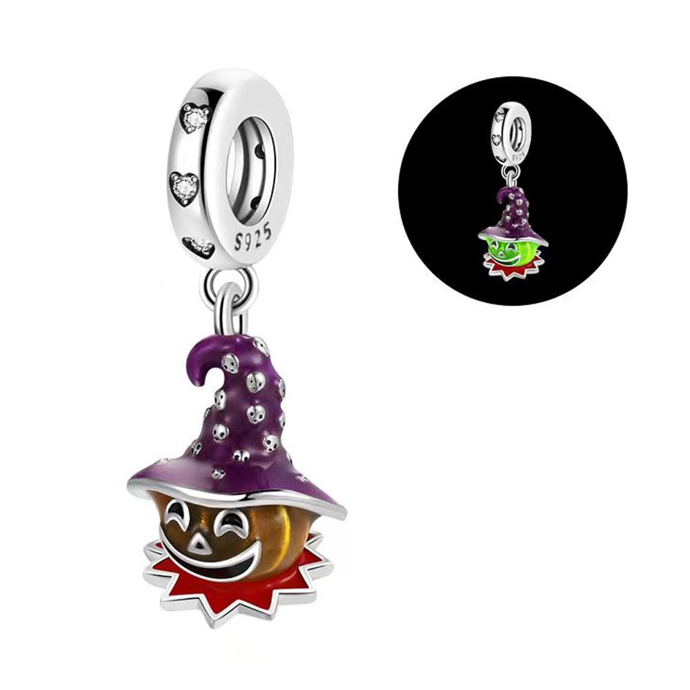 Copper Cute Ghost Beads & Cat Pumpkin Head Dangle Charm Fits Bracelet Halloween Pendant Accessories Gifts