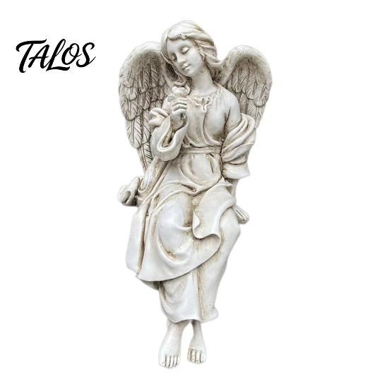 Retro Winged Angel Statue, Resin Praying Angel Figurine, Elegant Sitting Angel Sculpture for Outdoor Indoor Garden Decor