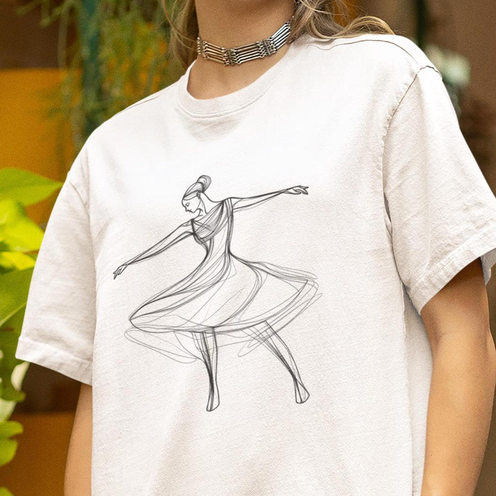Ballerina Sketch T-Shirt: Minimalist Ballet Art Tee S