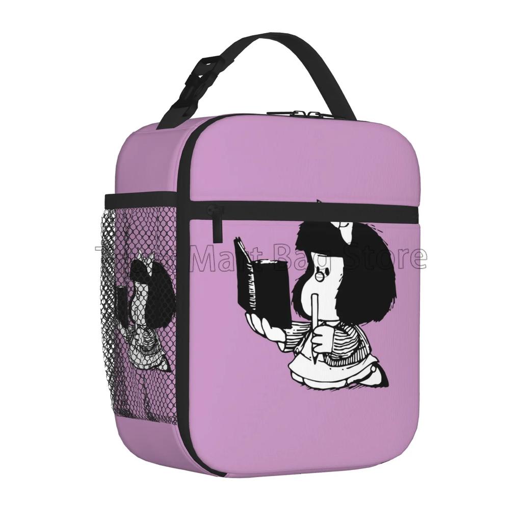 Funny Mafalda Insulated Lunch Bag for Women Kids Resuable Cooler Thermal Lunch Box Portable Bento Tote for Work School Picnic