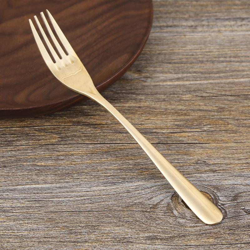 Утолщенная легкая ручка Латунная посуда Вилка для стейка Западная вилка Фруктовая вилка Отель бытовая посуда обработка лазером