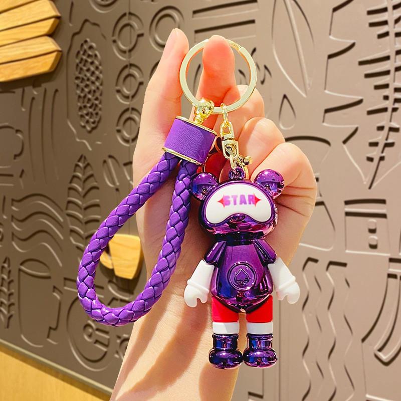 

Bear Toy Star Doll Keychain Car Decoration Pendant Alloy Material Children Gift фиолетовый