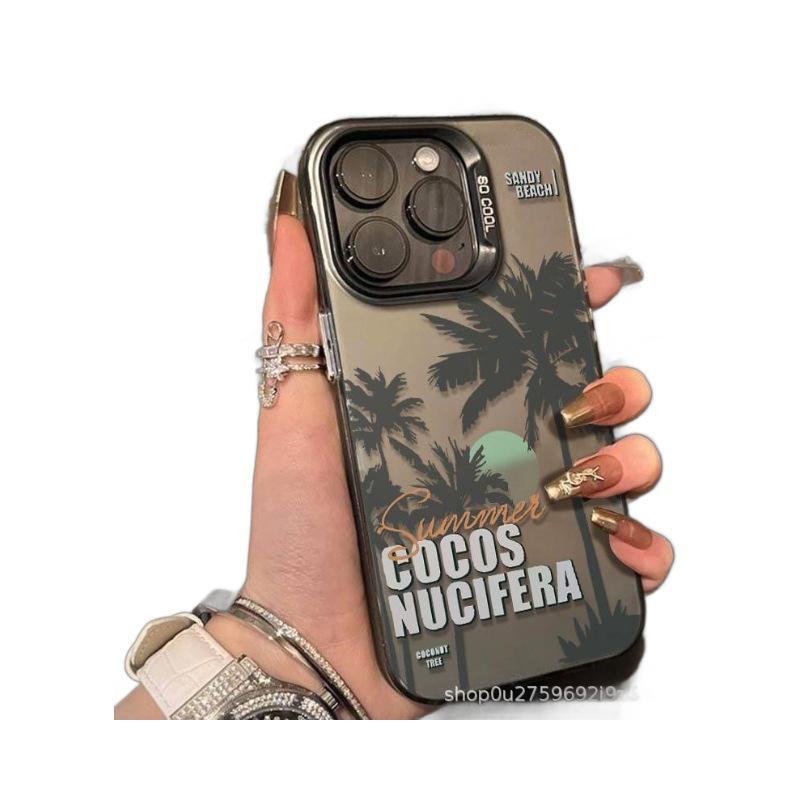 Coconut Tree Laser Case for iPhone 15 Pro, 14/13, 12, 11, Xs Max, Xr, Hard ProMax, Tide Edition.