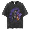 Men Streetwear Hip Hop Oversized T Shirt Dragon Ball Anime Graphic Washed Black T Shirt Loose Tshirt Cotton Harajuku Tops Tees