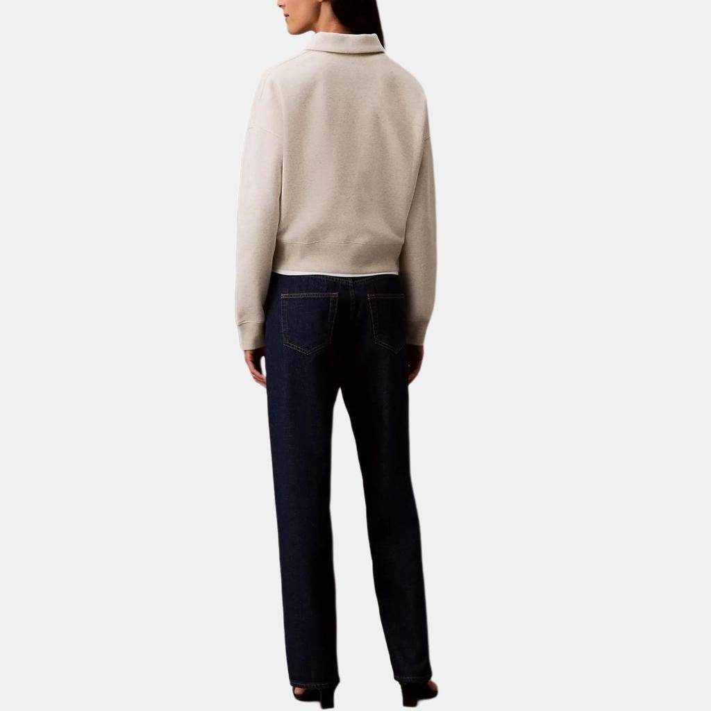 Calvin Klein Casual Loose Fit Long Sleeve Pullover Women Tops Oatmeal 47A232G-051