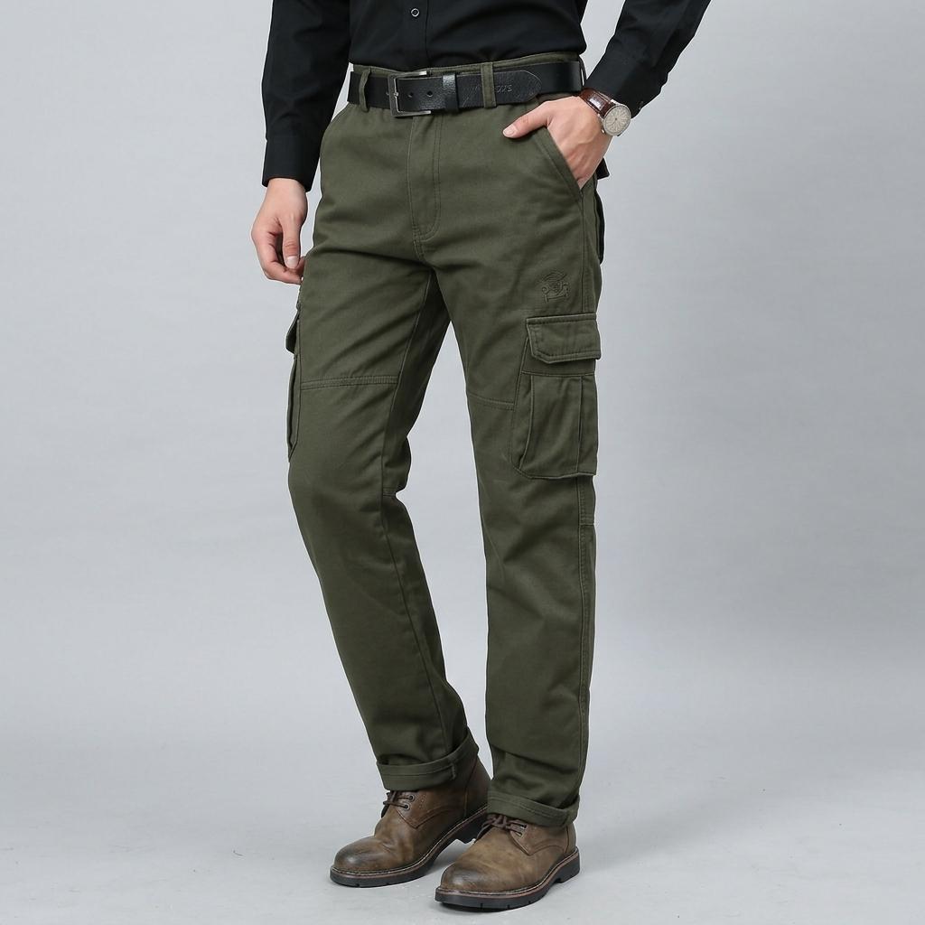 Plus-Size Men Work Pants Spring Autumn Outdoor Straight-Leg Trousers Durable Cotton Cargo Pants With Multi Pockets