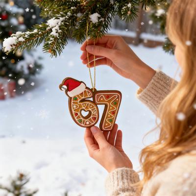 Yousheng Crăciun 67 Ornament Acrilic Șase Șapte Ornamente Turtă Dulce Amuzant 67 Meme Decorațiuni Pom de Crăciun pentru Decor Petrecere de Sărbători