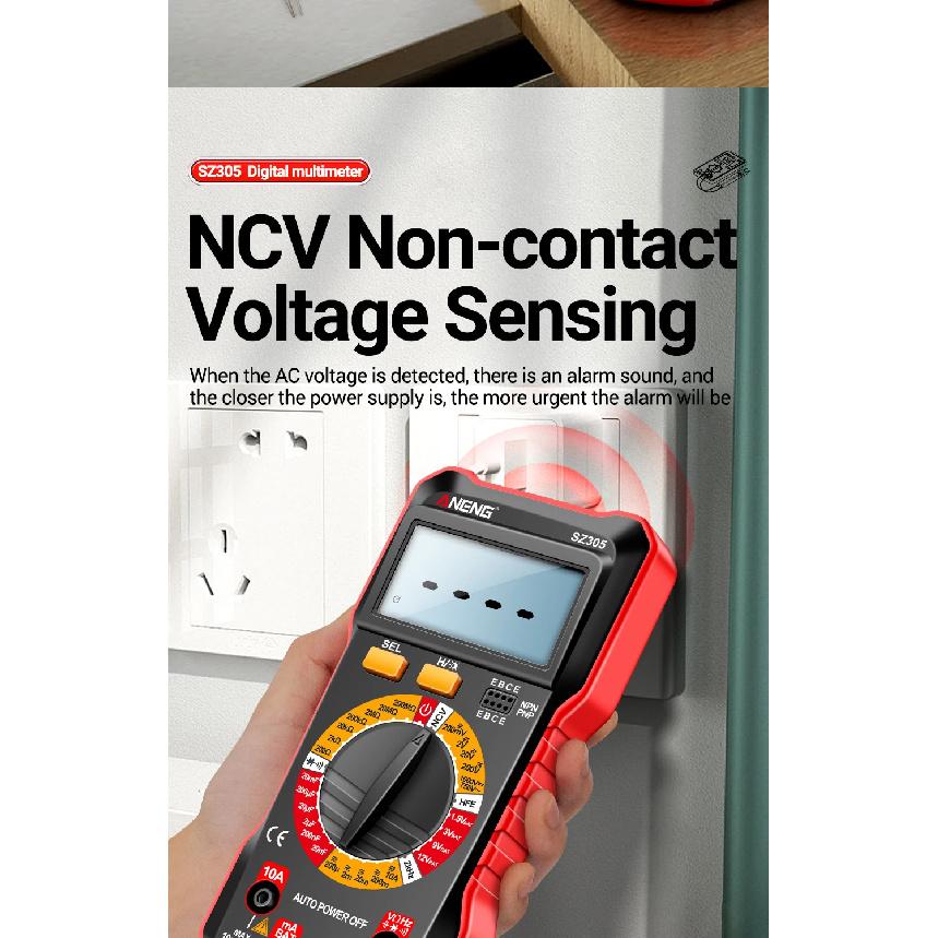 ANENG SZ305 Multimeter Professional Capacitor Tester with 1999 Count AC/DC Voltmeter Current Resistance Ohm Intelligent Testing