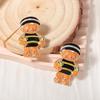 European & American Cute Christmas Cartoon Gingerbread Man Zircon Stud Earrings for Women