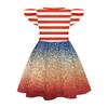 Girls Puff Sleeve Dress Independence Day Spliced Dress Casual Comfortable Fit Soft Fabric Toddler Summer Outfit
