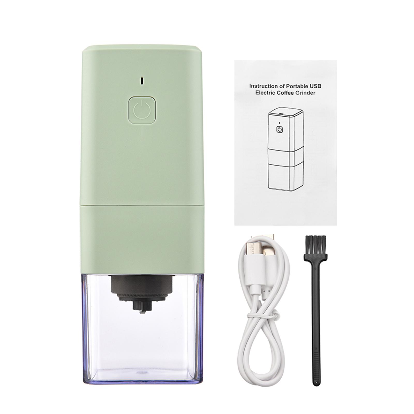 Mfyspace Green Portable Mini Electric Burr Coffee Grinder With Adjustable Coarse Fine Grinding Removable Chamber For Home Travel