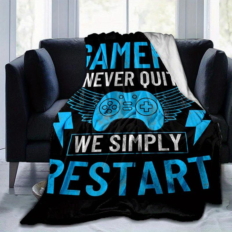 

1pc. Gamer s Never Quit, We Simply Restart - Gaming Controller Design with Wings and Lightning Bolts z041758 75x90cm