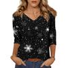 Women's T Shirt CHristmas Print 3/4 Sleeve Daily Weekend Fashion Basic V- Neck Regular Top