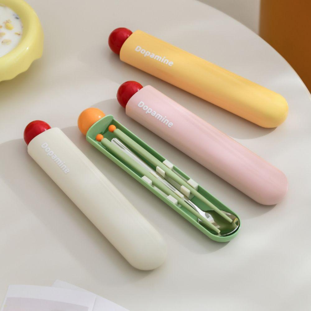 With Storage Box Student Flatware Set Built-in Silent Slot Chopstick Spoon Worker