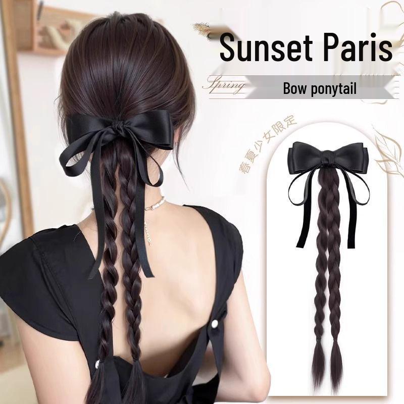 Women's Claw Clip Bow Ribbon Ponytail Braid – Elegant Curly Hair Updo Clip