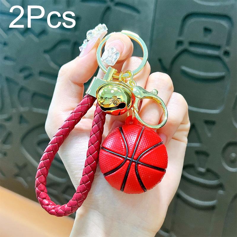 1/2Pcs Keyring Holder Creative Colorful Key Accessories Basketball Keychain 9 Colors Car Key Chain Plastic Ball Bag Pendant