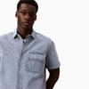 Calvin Klein Linen Blend American Style Retro Light Color Short Sleeve Denim Shirt Men Shirts 4RF906G