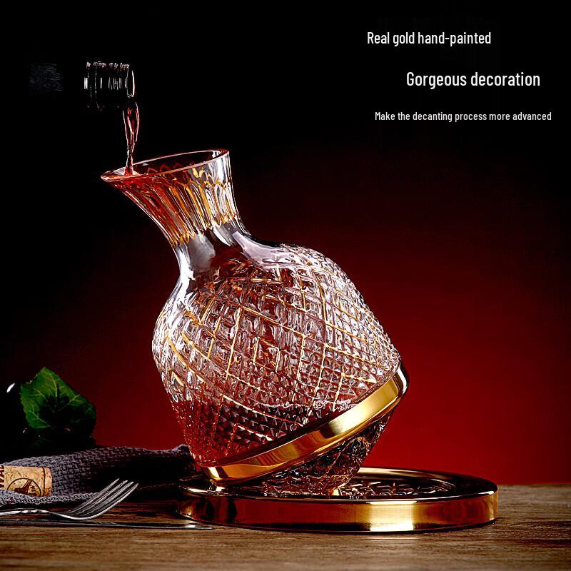 Luxury Gold Diamond Rotating Crystal Wine Glass Set