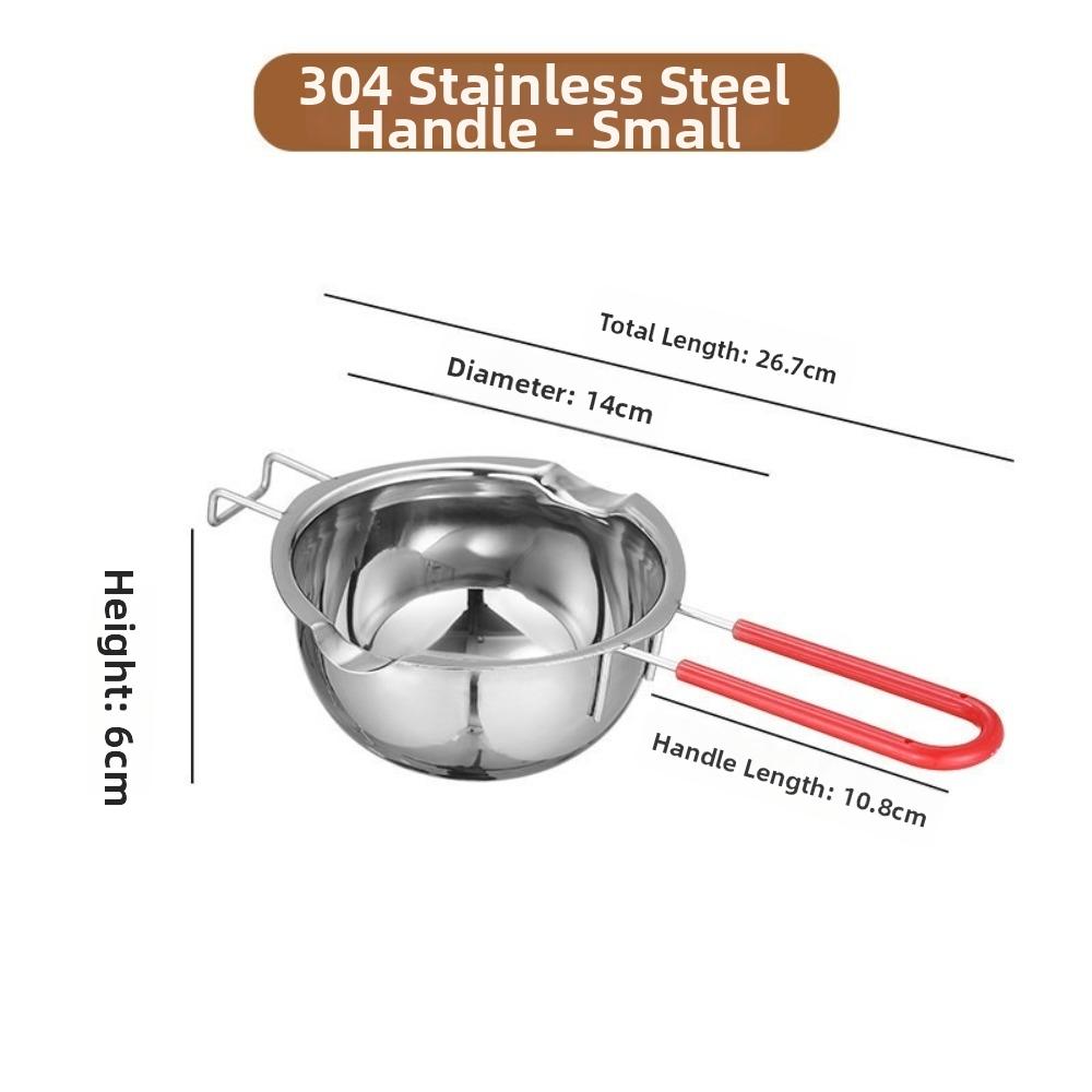 304 Stainless Steel Chocolate Melting Pot Heat Resistant Handle Candle Making Pot Baking Tool